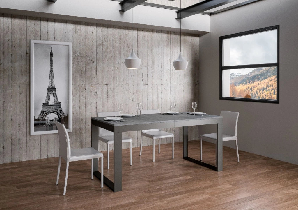 Tavolo allungabile 90x180/284 cm Tekno Evolution Cemento telaio Antracite