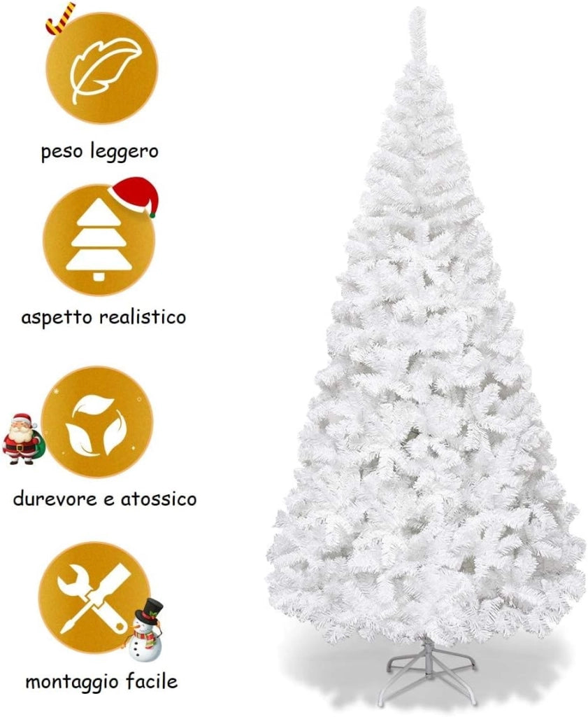 Albero di Natale 150 cm, Albero di Natale Bianco con 350 Rami in PVC e Supporto in Metallo, Albero di Natale Artificiale per Casa, Ufficio e Negozio (150 cm)