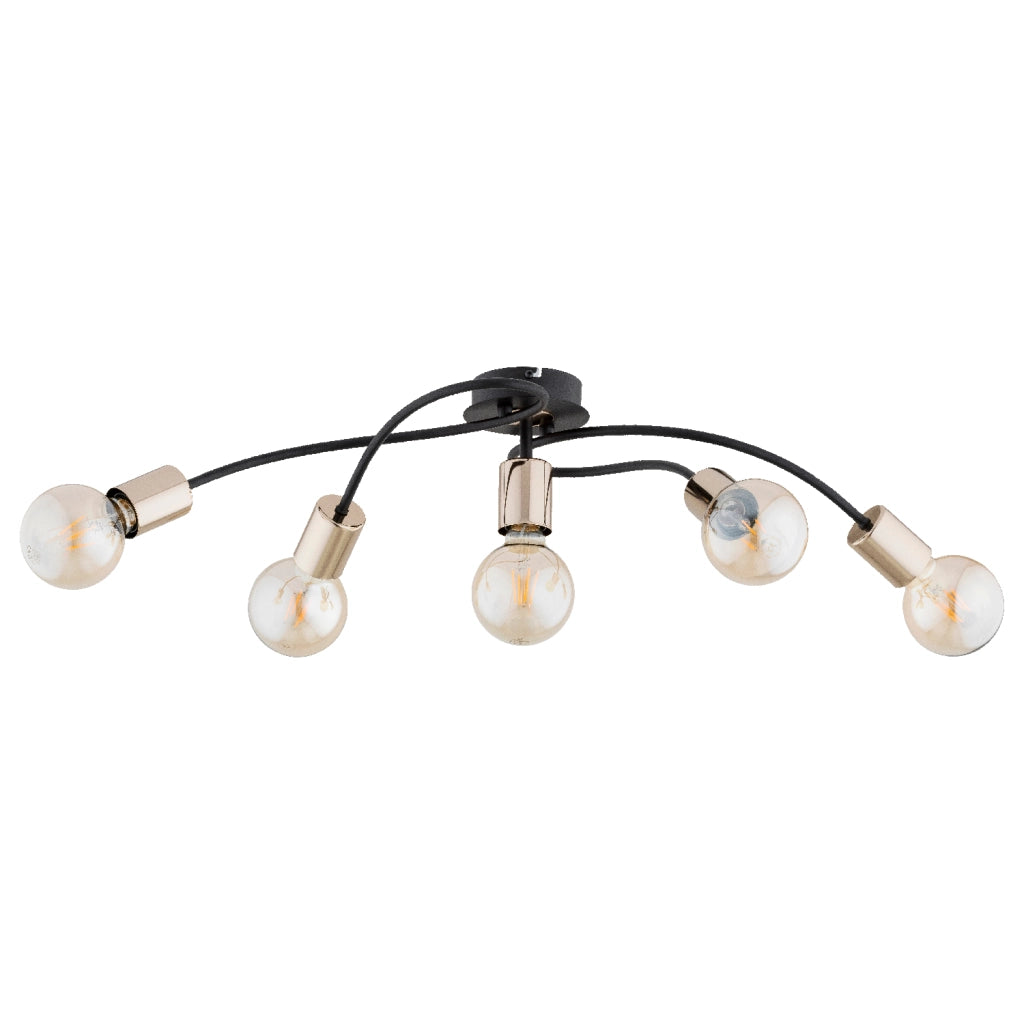 Plafoniera da soffitto loft nero oro Alfa Gerso 5xE27