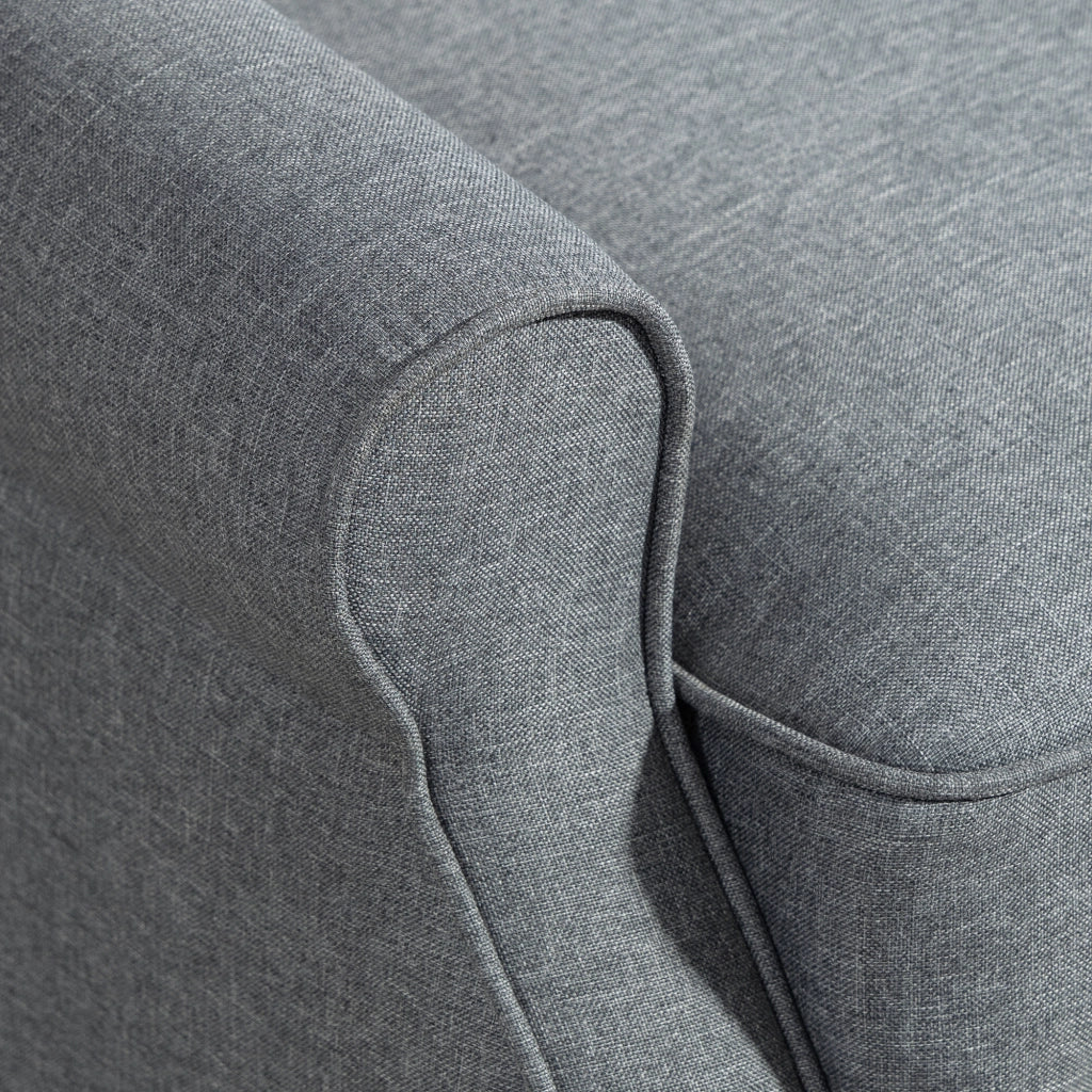 Poltrona Reclinabile 132° Max 74x84x102 cm in Tessuto Effetto Lino con Poggiapiedi Grigio
