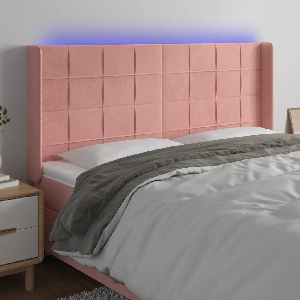 Testiera | Testata a LED rosa 183x16x118/128 cm in Velluto