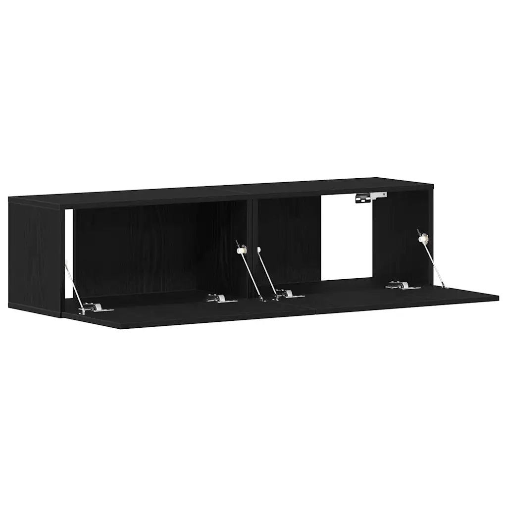 Mobile porta TV a parete pratico 120 x 30 x 30 cm salvaspazio design contemporaneo in legno composito nero 02_0051790