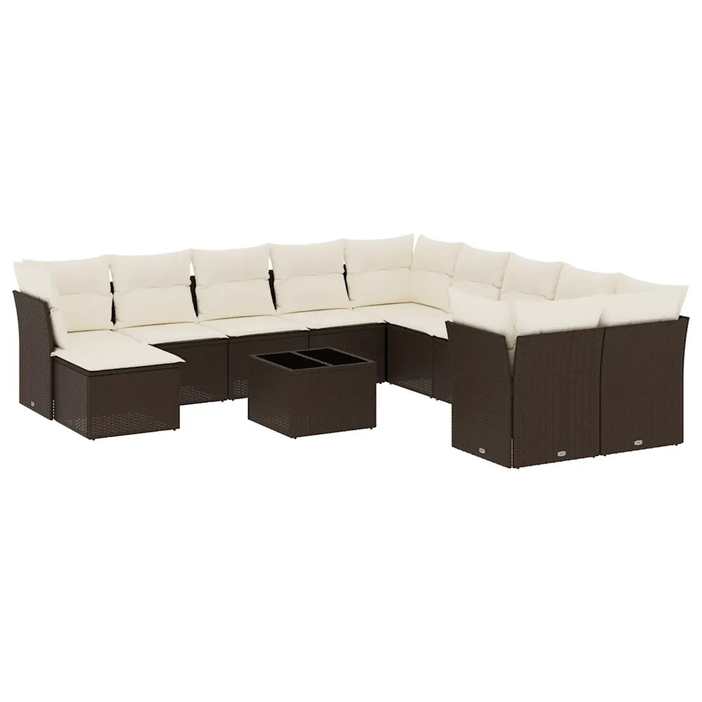 Set Divani da Giardino 12 pz con Cuscini Marrone in Polyrattan 3250462