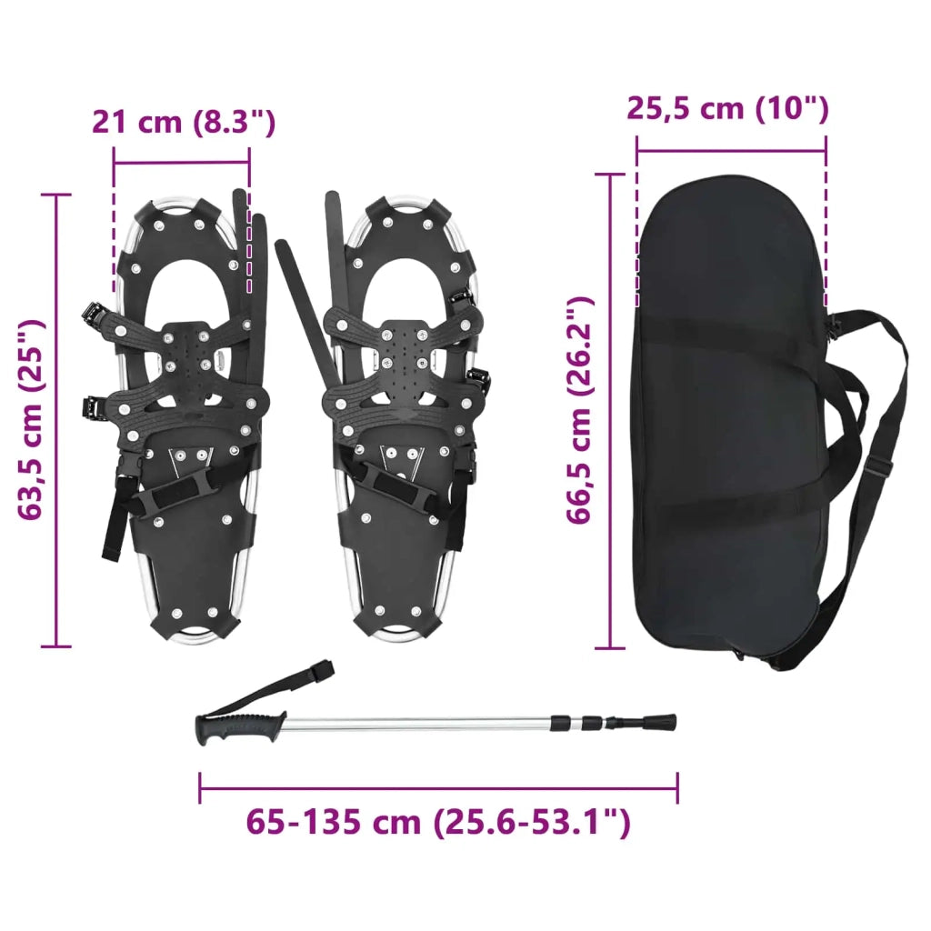 Racchette da neve 3 in 1 con bastoni da trekking Argento e Nero 42021429