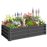 Fioriera rialzata rettangolare da giardino ¨C Xylo ¨C acciaio ondulato grigio 120x60x30,5 cm