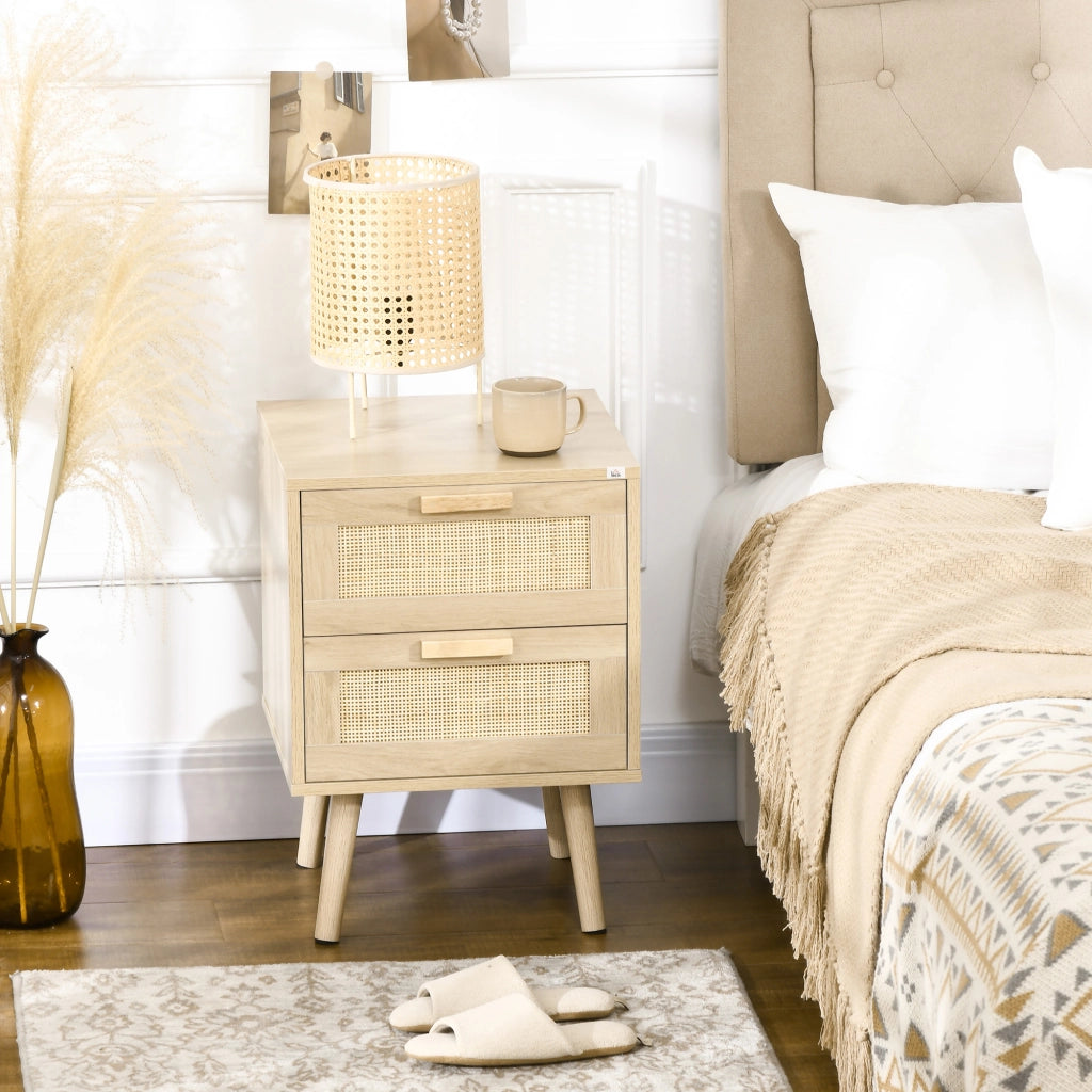Comodino con 2 cassetti e gambe in legno ¨C Minimal ¨C 40x40x56 cm naturale