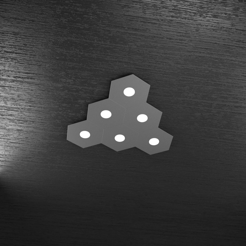 HEXAGON APPLIQUE-PLAFONIERA 6 LUCI GRIGIO ANTRACITE 1142-6L-GA