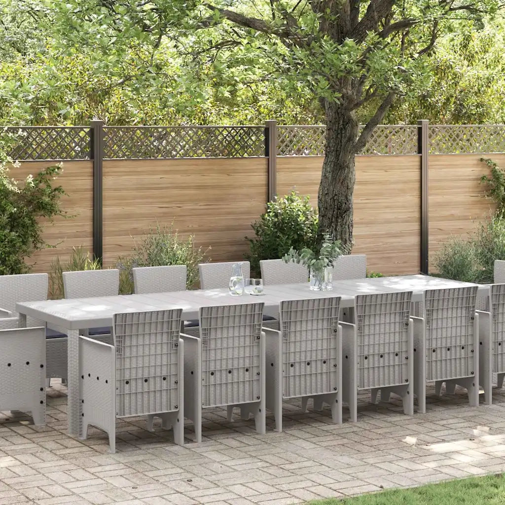 Set da Pranzo per Giardino 15 pcs Grigio chiaro Rattan Polt