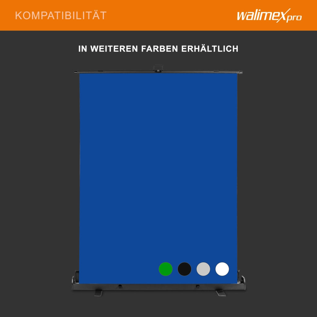 Fondale fotografico a rullo blu 165 x 220 cm, sfondo avvolgibile con supporto, sistema per studi fotografici, pannello ingualcibile per fotografia