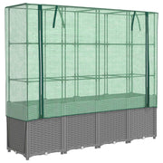 Aiuola rialzata/fioriera con copertura effetto rattan 160 x 40 x 153 cm grigio chiaro 02_0038762
