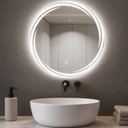 Specchio Tondo Spirale Diametro 70cm Led a 3 Colori Dimmerabile Accensione Touch