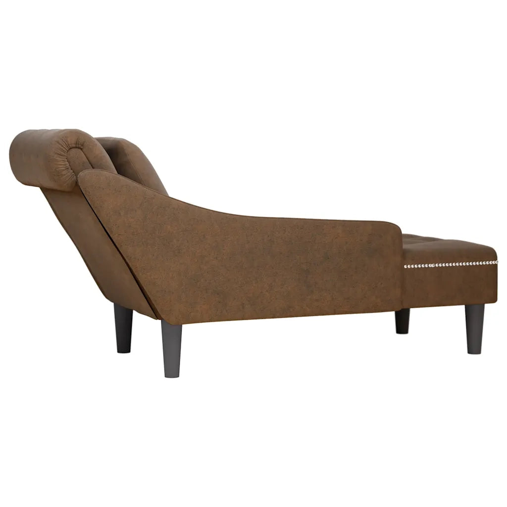 Sdraio con Cuscino e Bracciolo Destro in Similpelle Marrone 4009780