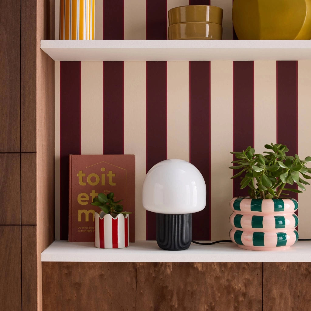 Lampada da tavolo da interno in resina e pvc, ø18cm, nero