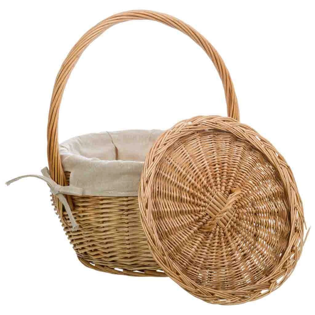 Cesto in vimini marrone foderato 32x32x20/28h