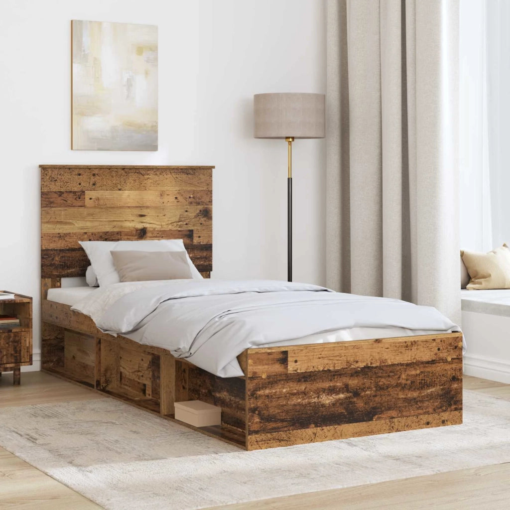 Letto singolo | Letto per adulti | Struttura del letto Legno vecchio 75 x 190 cm Pino massello