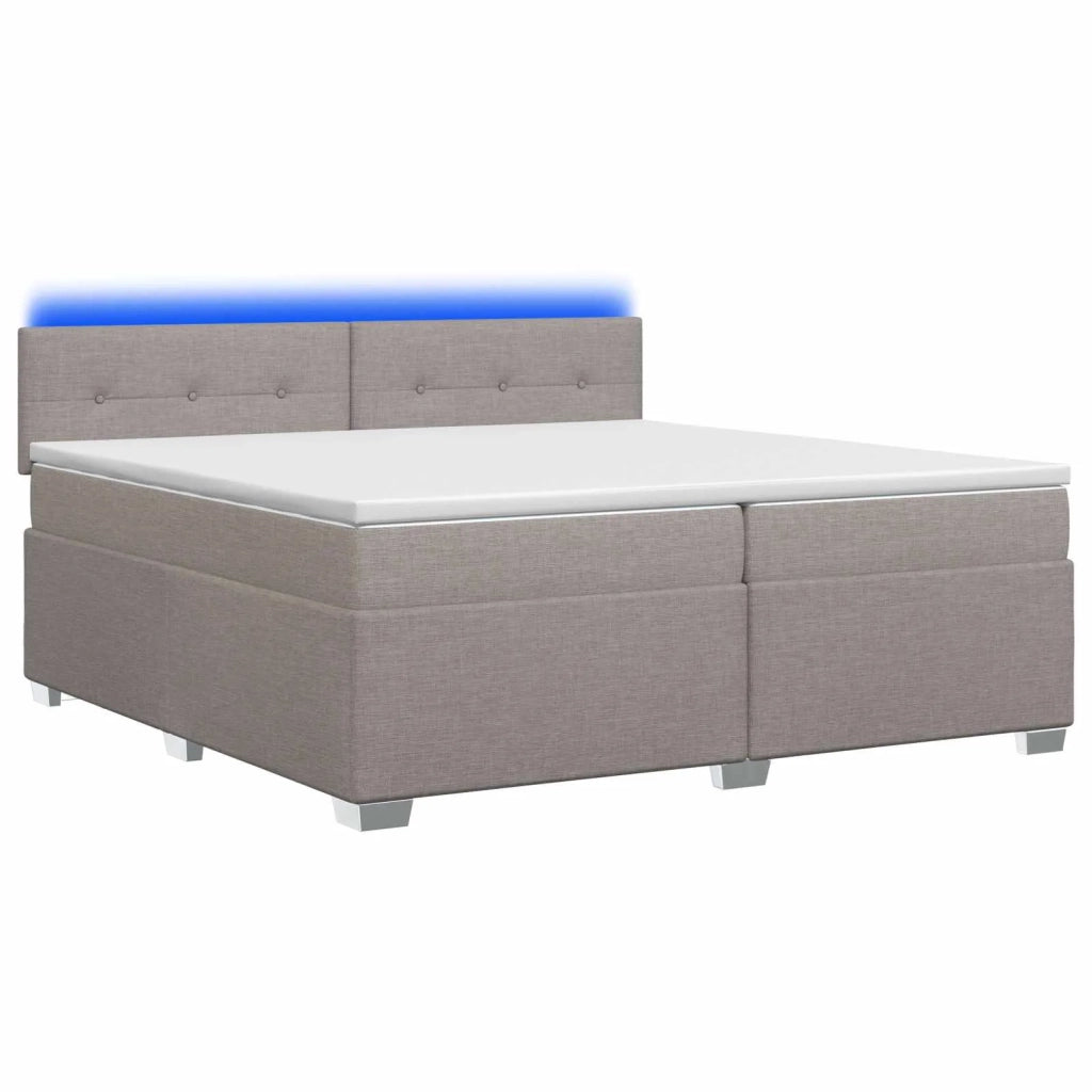 Letto con Box Spring, Materasso e LED Tortora 200 x 200 cm 3452026