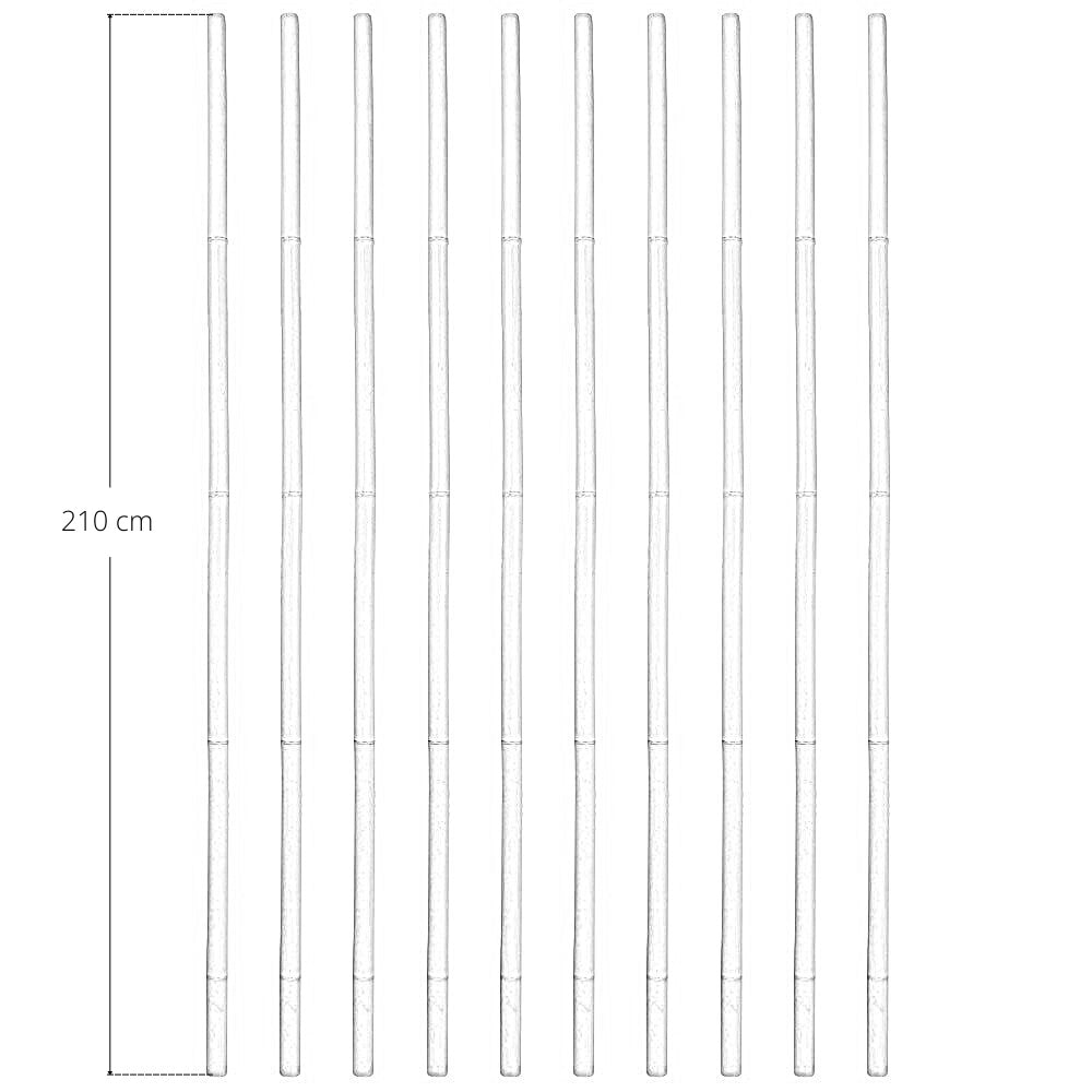 Canne in vero legno di bambu alte 210 cm con diametro di 2,8 cm - Set da 10