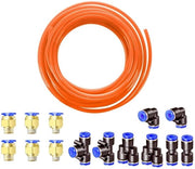 ONF3 - Slang Pneumatico PU - Tubo di aspirazione 10 metri - Flessibile e resistente - Arancione - Pezzi di connessione inclusi - Adatto per attrezzi ...