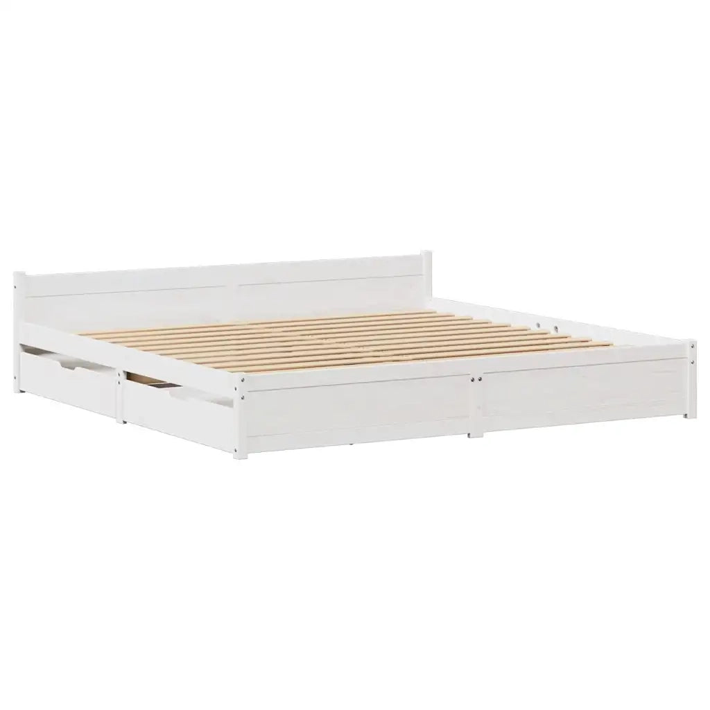Letto senza Materasso-Struttura Letto Bianco 180x200 cm Legno Massello di Pino 192969