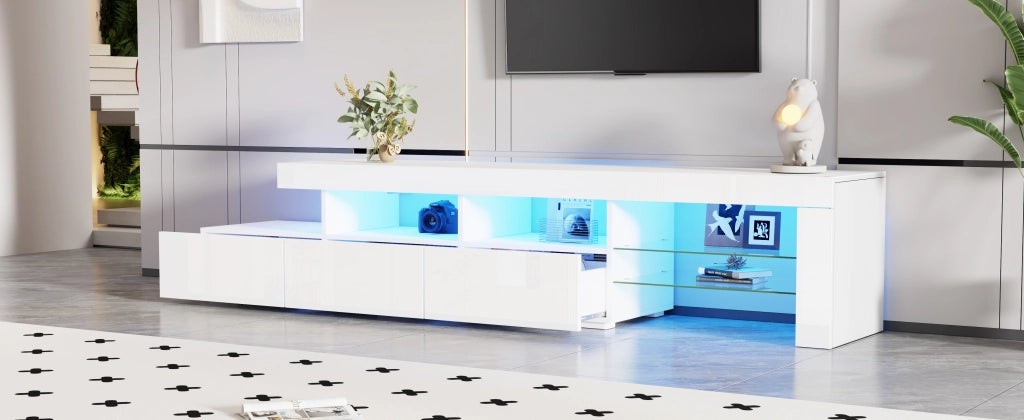 Cassettiera TV bianca lucida in MDF lunghezza 180 cm