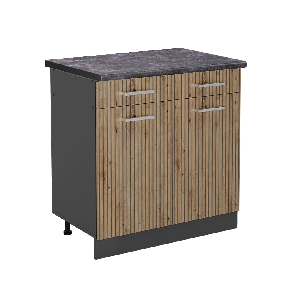 Mobiletto base per cucina R-Line Rovere artigianale/Antracite 80 cm, PL Antracite Vicco