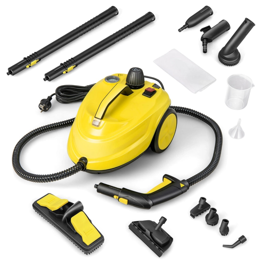 Pulitore a vapore multifunzione con capacit¨¤ d'acqua di 1,8L e 13 accessori, Macchina per la pulizia 2000W Giallo-Elettrodomestici pulizia
