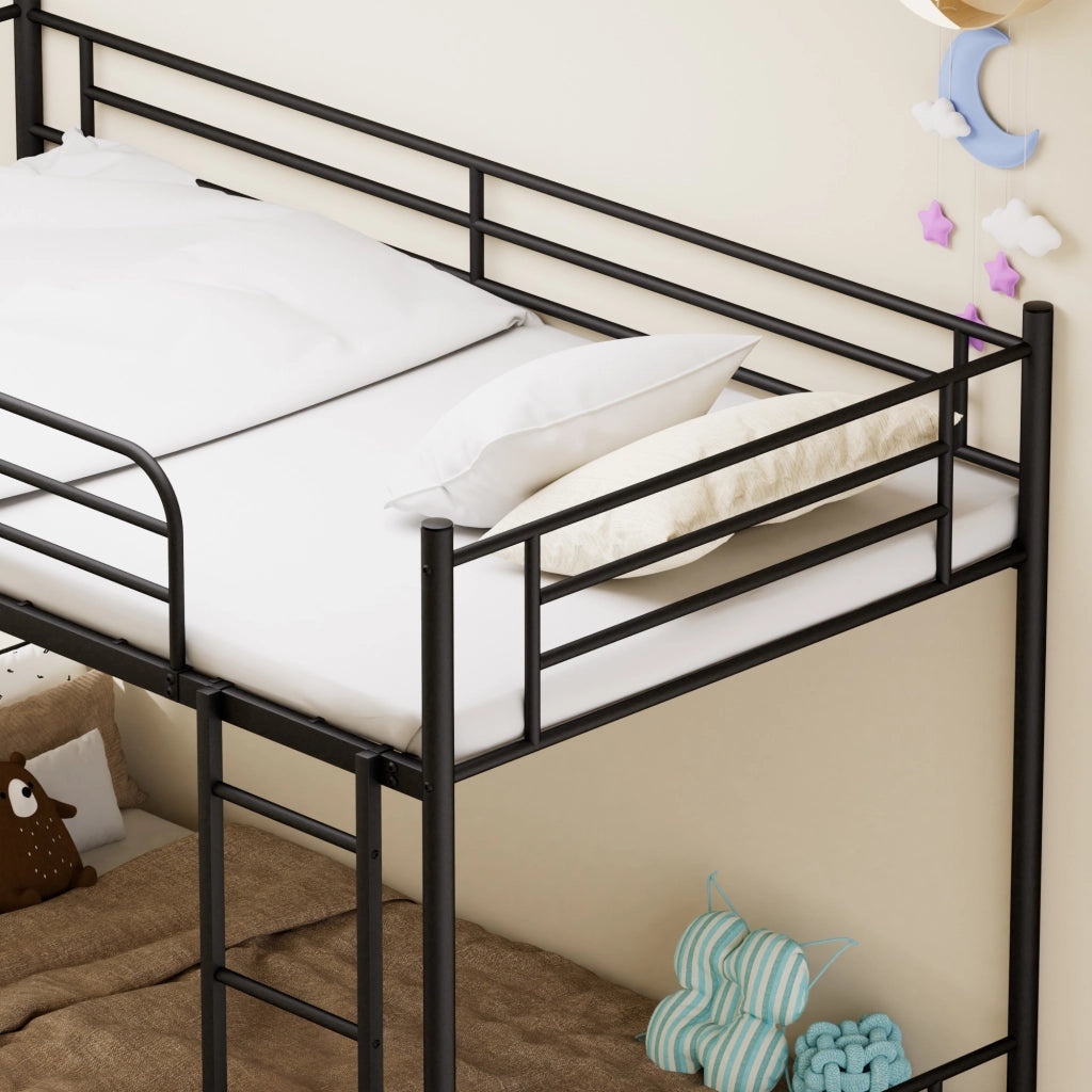 Letto castello 90x190 scala metallo ringhiera alta ferro nero