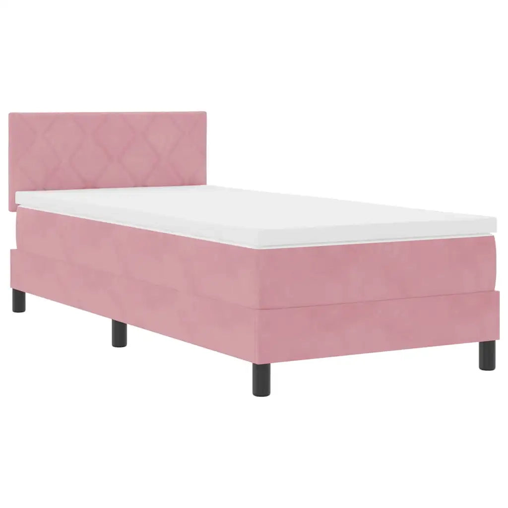 Letto a Sorgente LED con materasso Rosa 100 x 200 cm Velluto 3342703