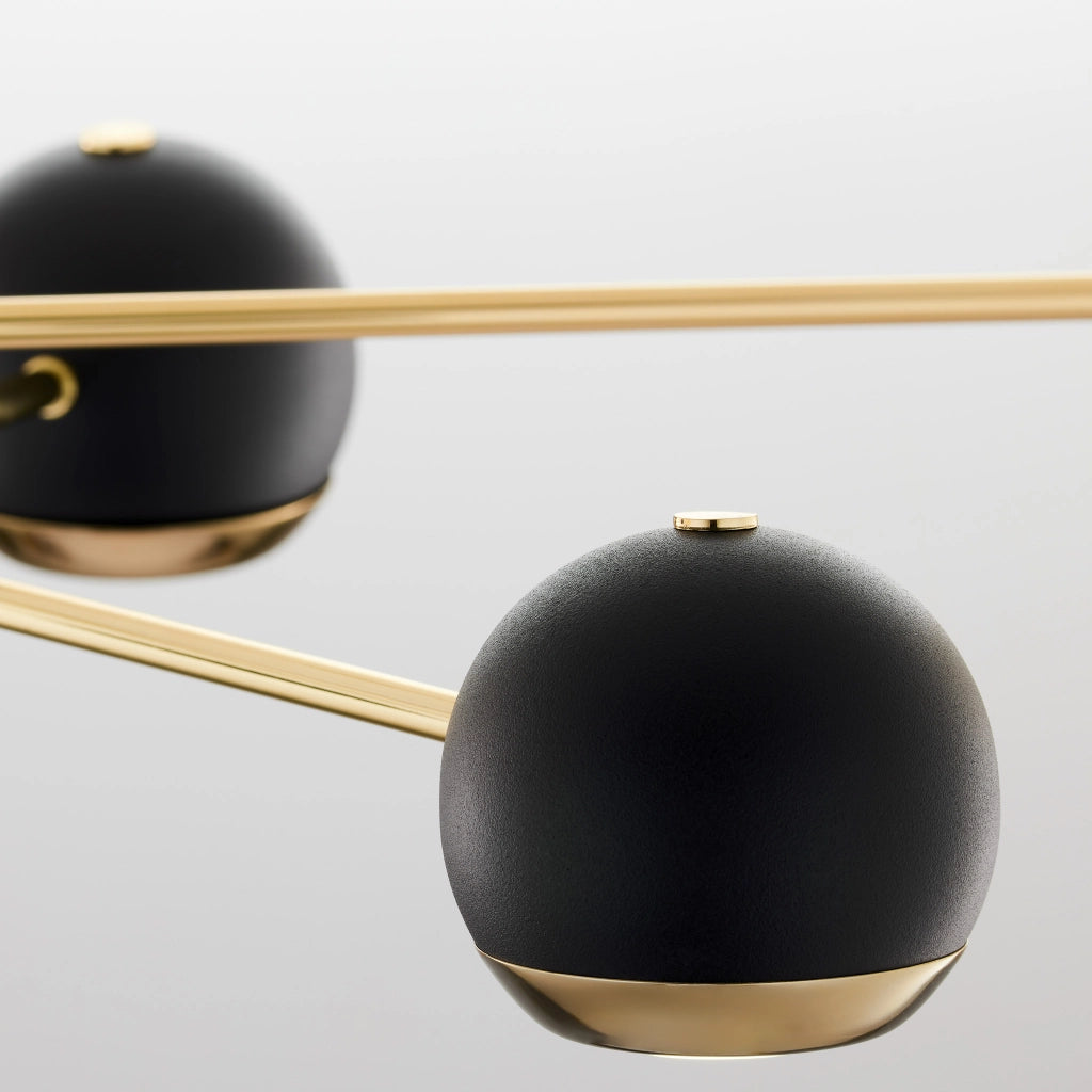 Sospensione MOKA oro/nero globi ambra 8 luci Jupiter