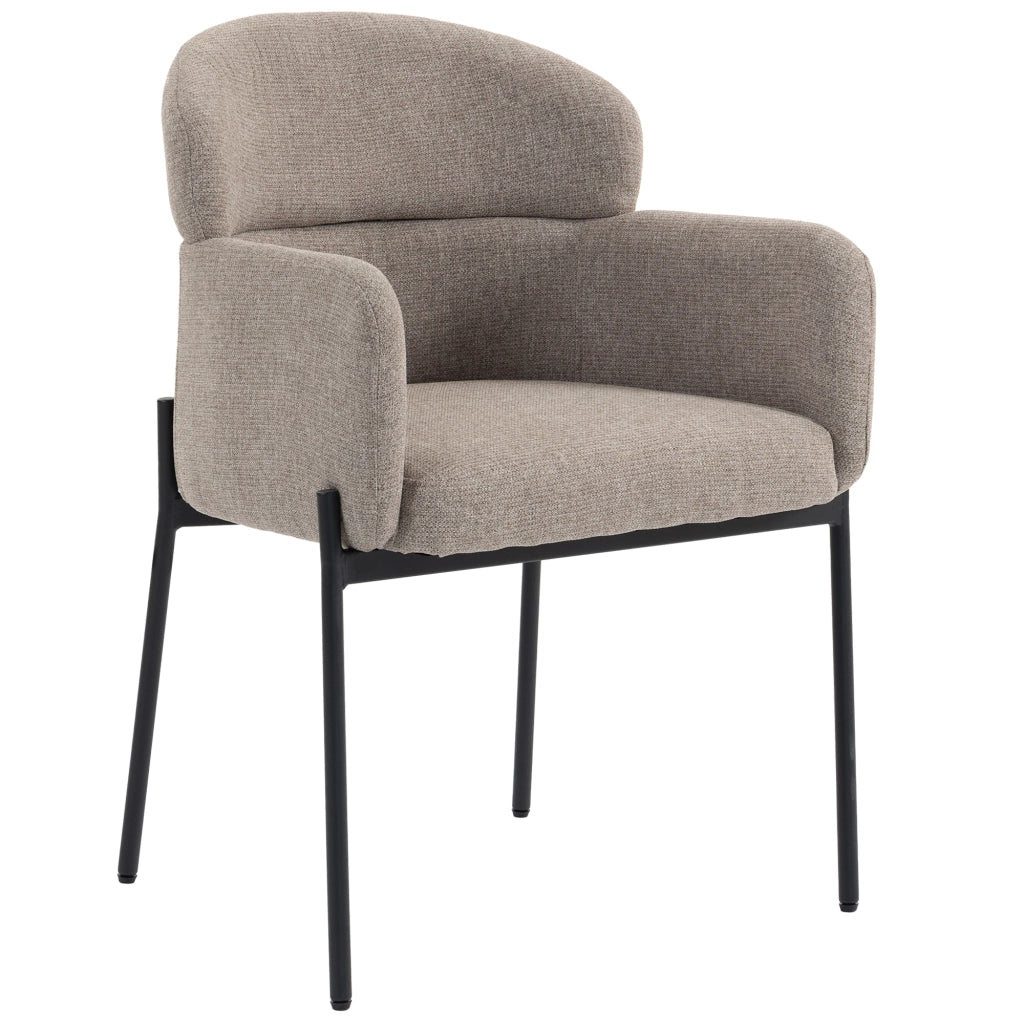Poltrona Rembourr¨¦ con Schienale Curvo e Braccioli ¨C Minimal ¨C Marrone Chiaro