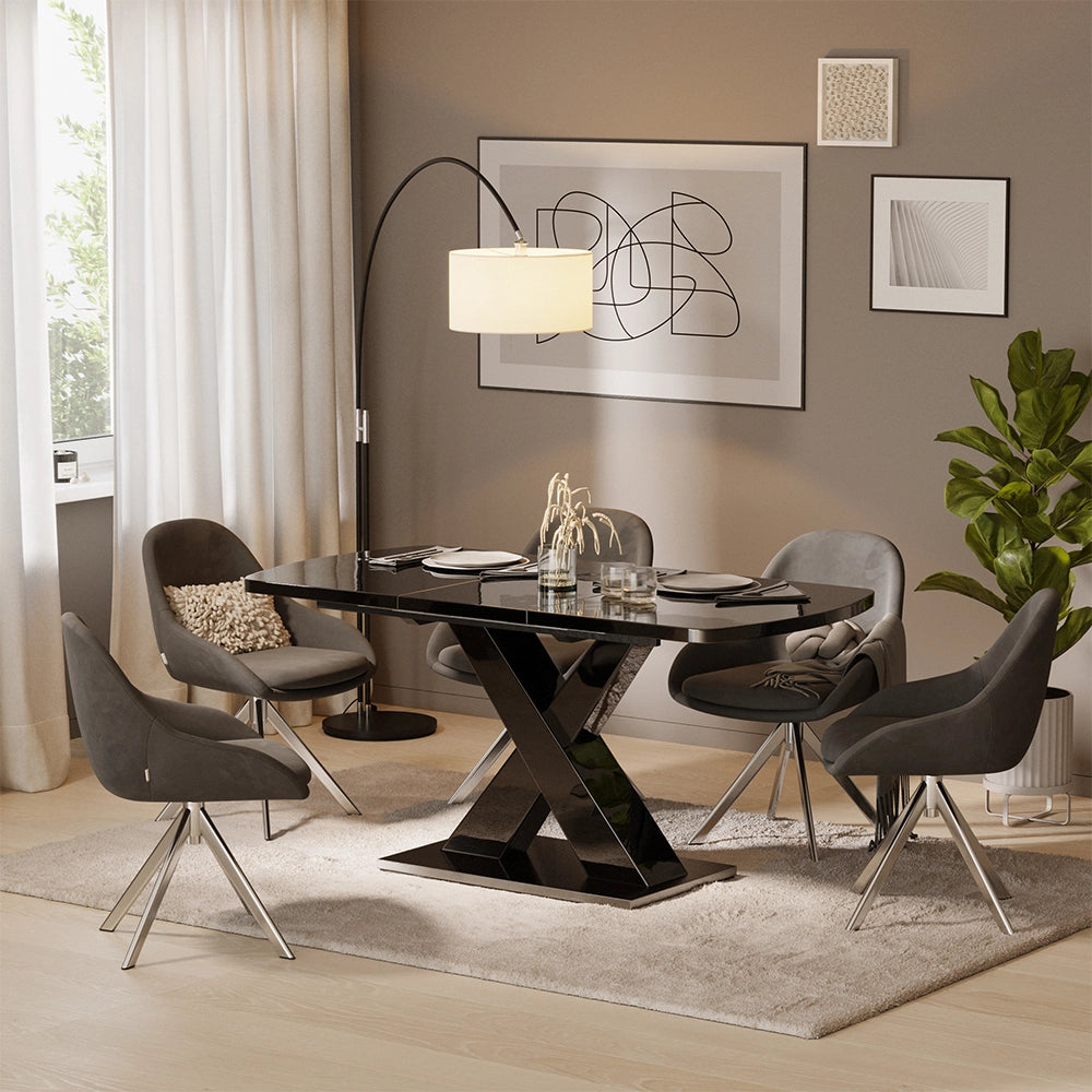 Tavolo da pranzo Chinto Nero 120 x 80 cm Estensibile Vicco