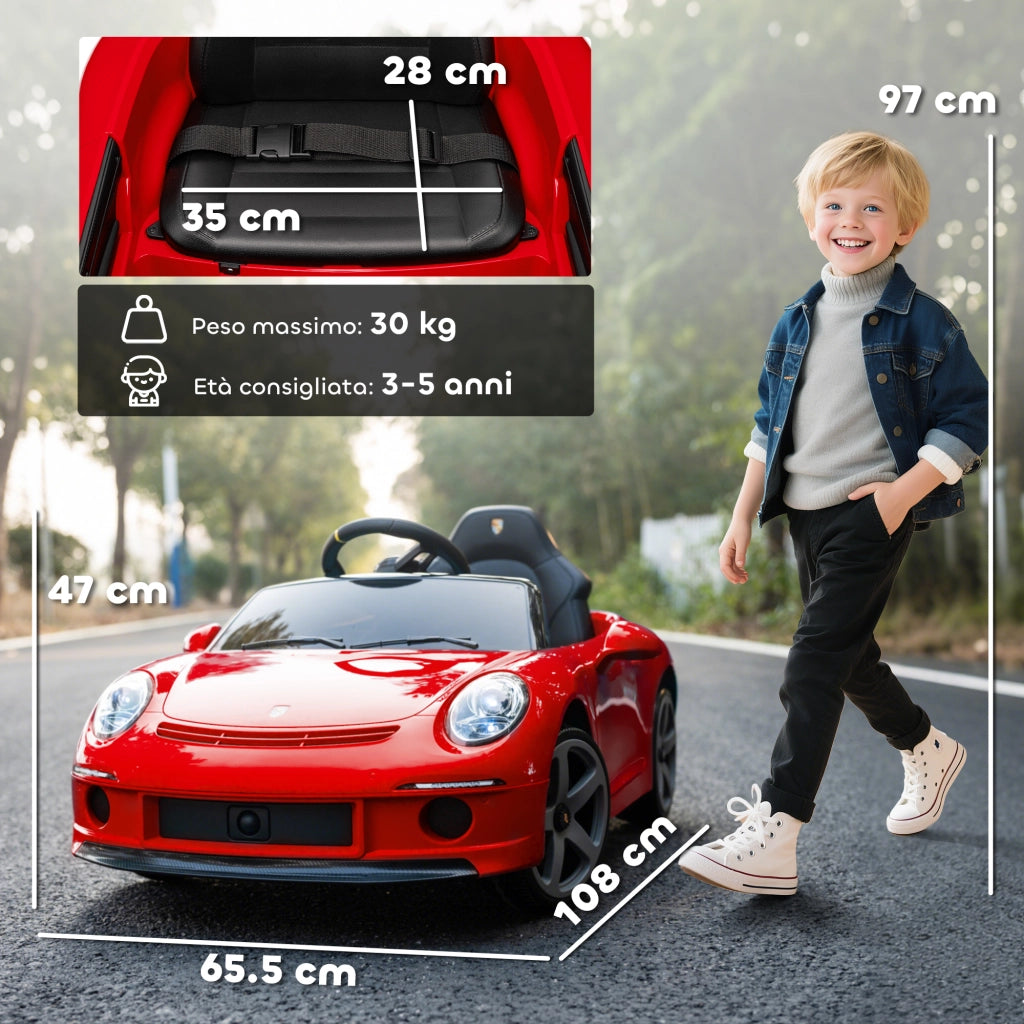 Casetta Auto Bambini 3-5 Anni ¨C zephmum ¨C Rosso, Telecomando, Sicurezza, Musica