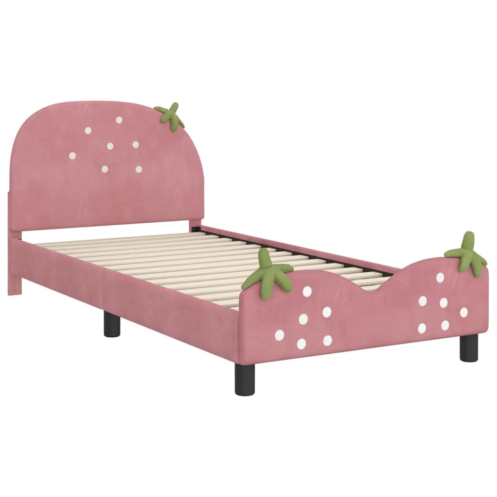Struttura letto bambini con testata Rosa 90 x 190 cm Velluto