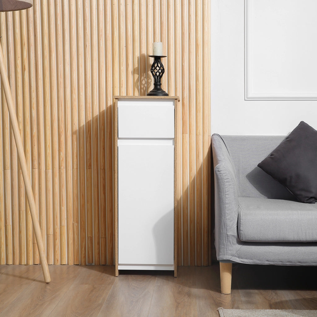 Mobile bagno colonna salvaspazio ¨C Xylo ¨C bianco legno 1 cassetto 1 anta 32x30x90 cm