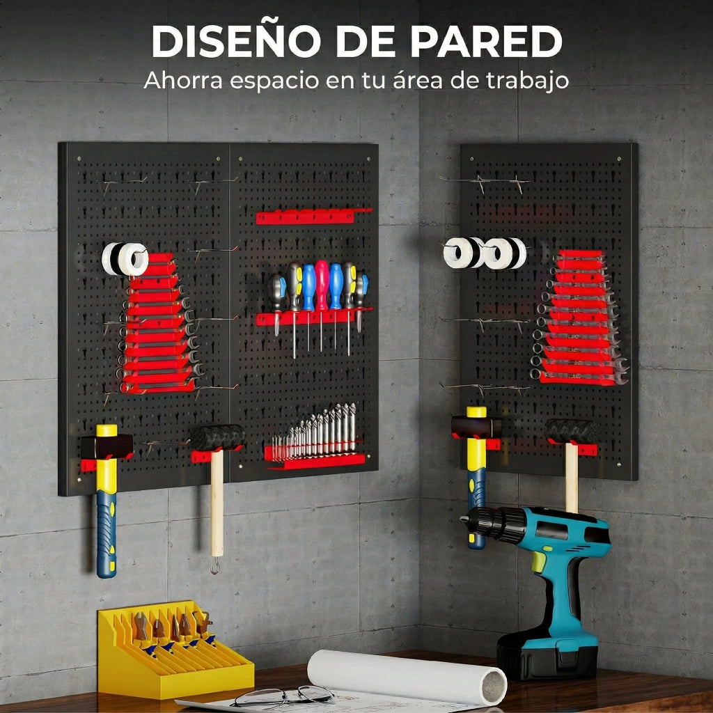 Pannello per Attrezzi 3 Panelli ¨C Minimal ¨C Nero e Rosso 60x40 cm