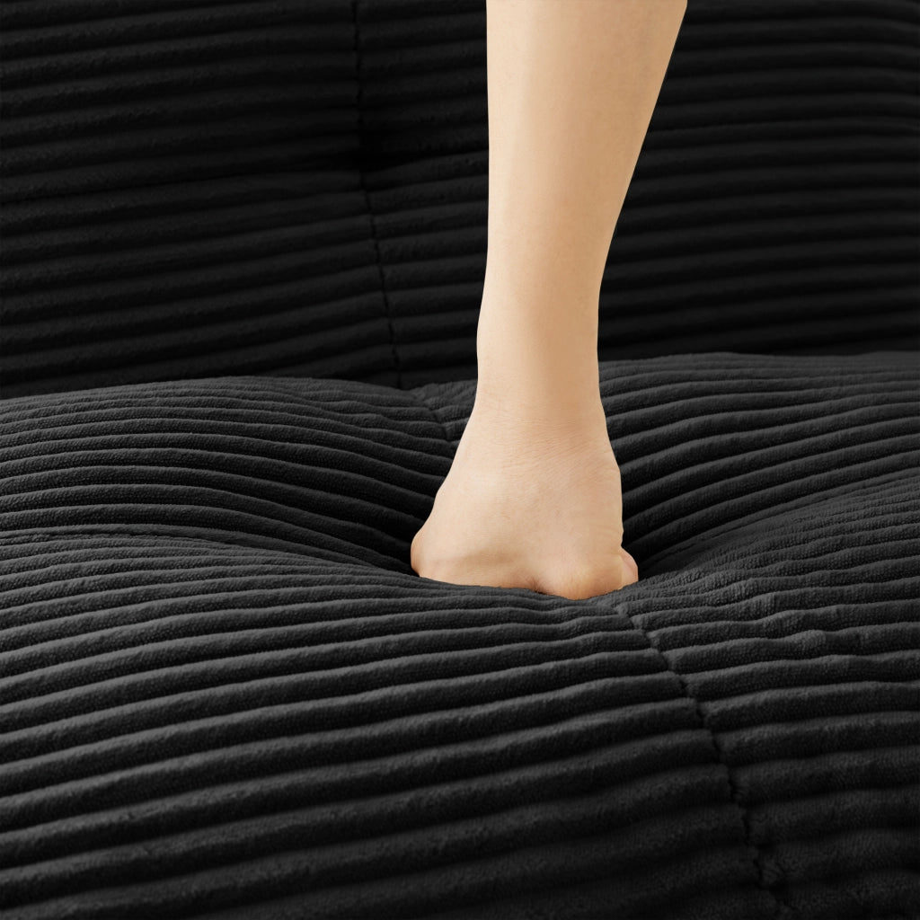 Divano modulare a forma di U - Zephmum - 3 posti, velluto, nero, senza montaggio