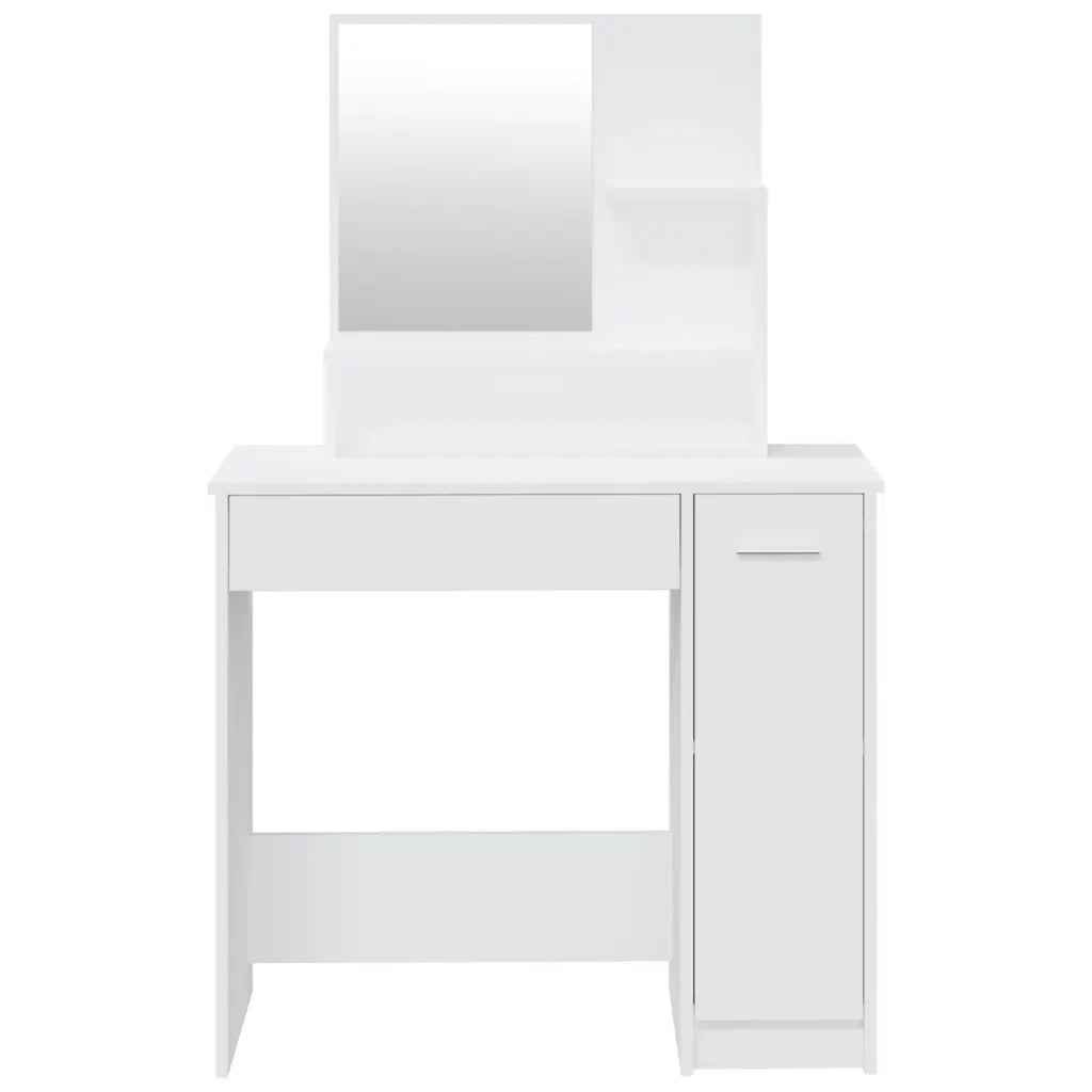Toeletta con Specchio-Com¨°-Tavolo da trucco Bianco 86,5x35x136 cm