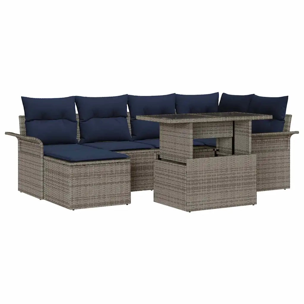 Set Divano da Giardino 7 pcs Grigio Rattan in Polipropilene 3357058