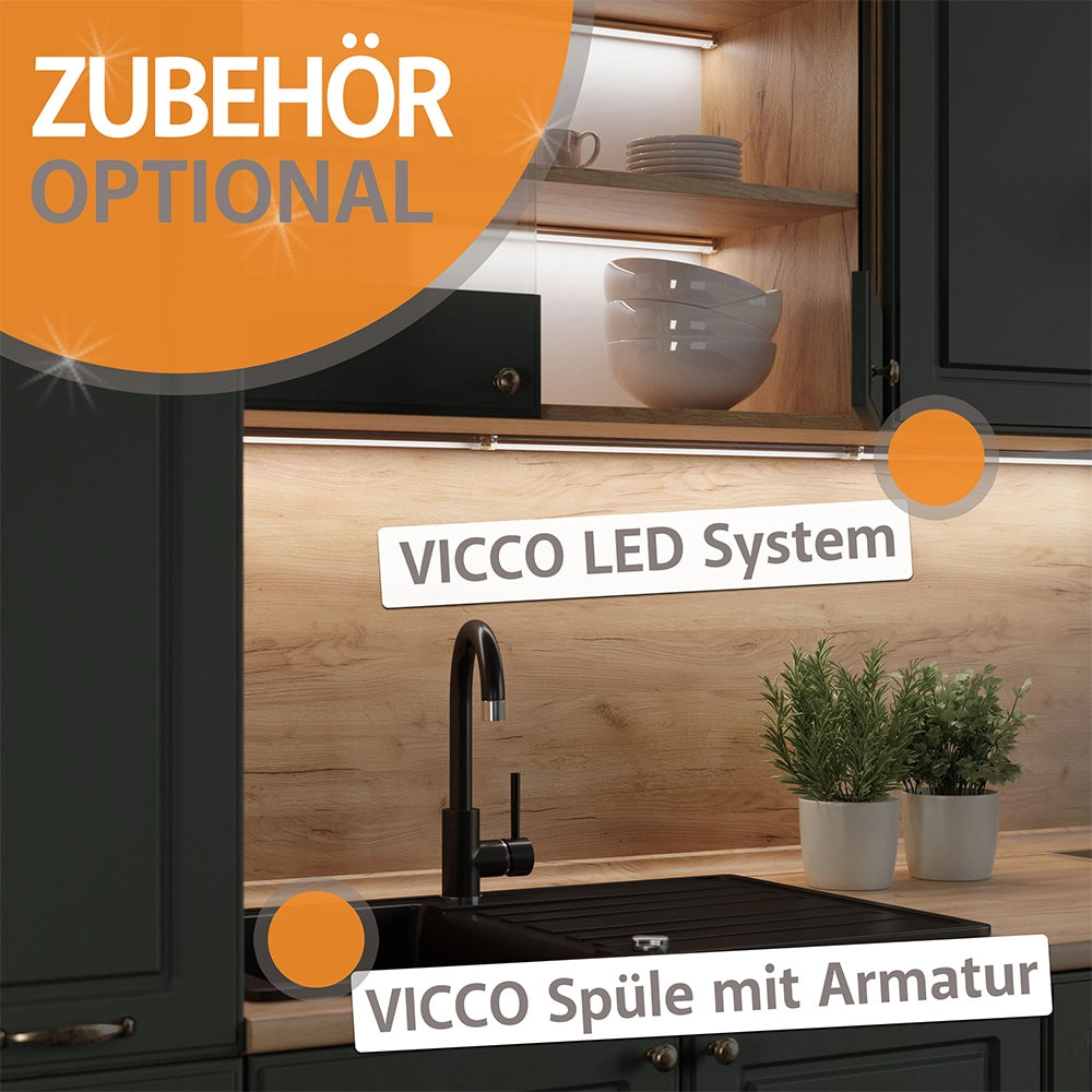 Cucina componibile R-Line Bianco lucido/Bianco 240 cm, PL Rovere Vicco