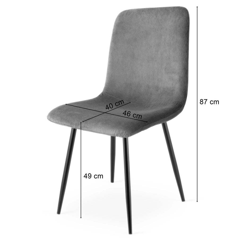 Set di 2 sedie Rift in velluto a coste grigio e metallo