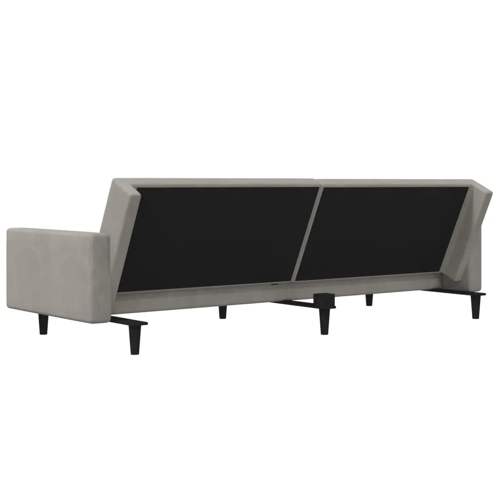Divano letto | Sof¨¤ letto | Letto singolo a 2 Posti con 2 Cuscini Grigio Chiaro in Velluto