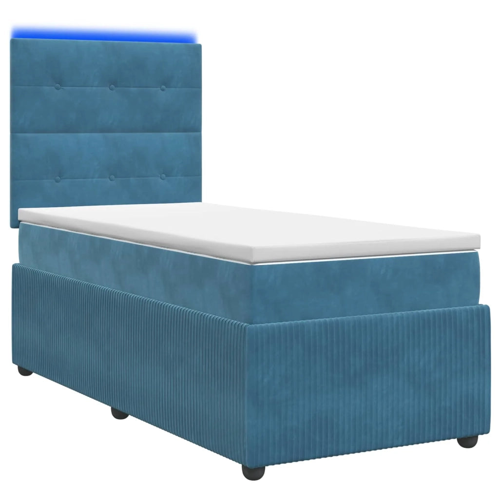 Letto Box Spring LED con Materasso Blu 90 x 200 cm Velluto 3455997