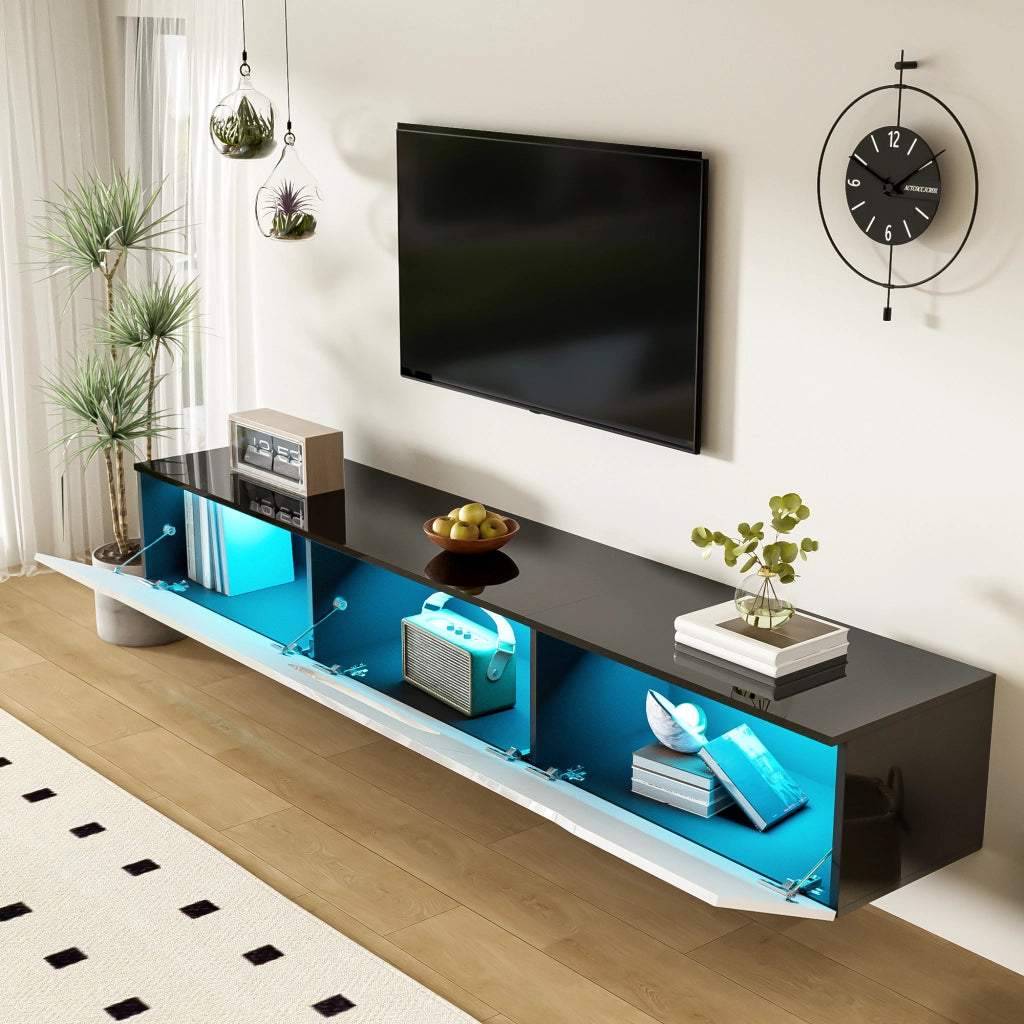 Cassettiera per TV nero-bianco; MDF e truciolare; 180 cm