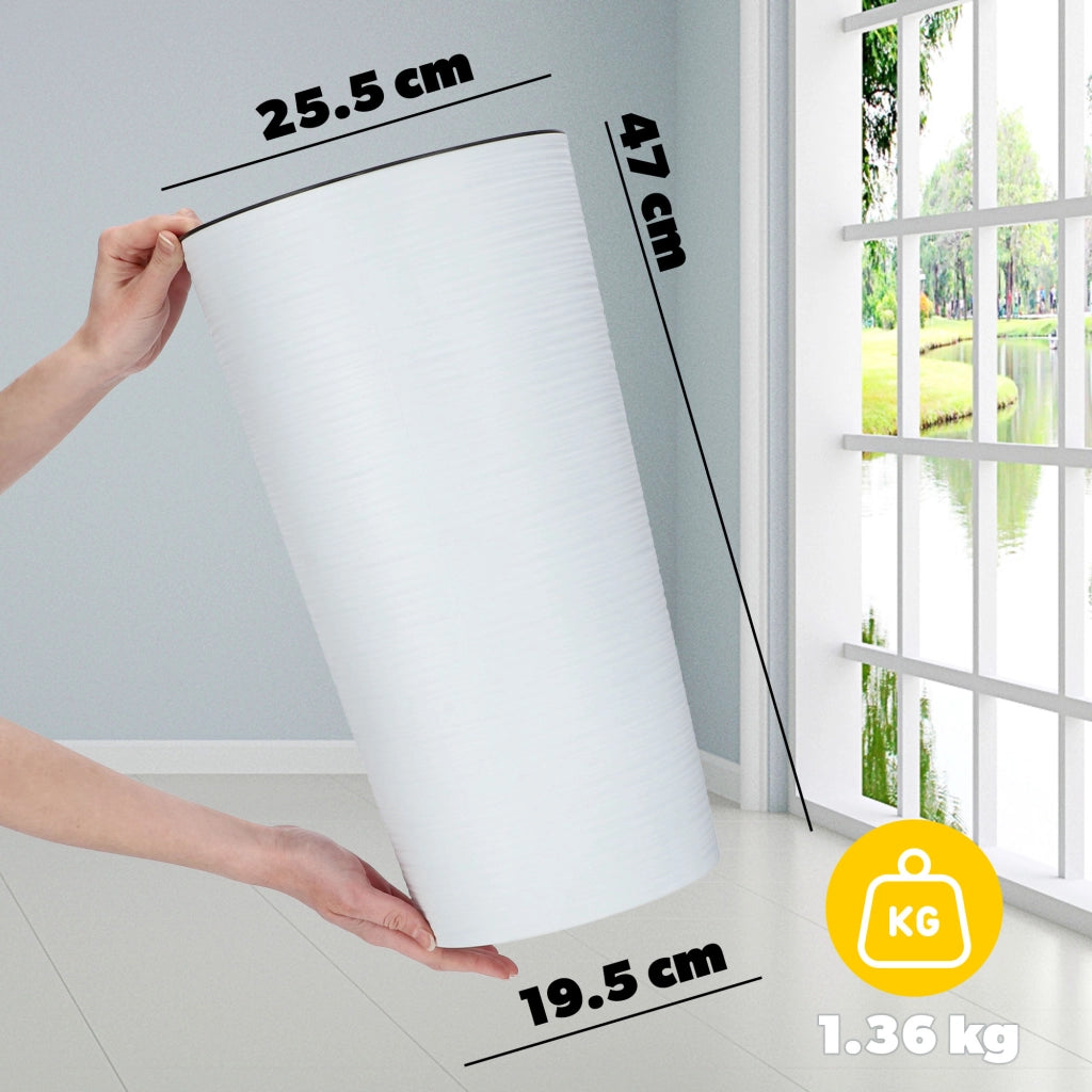 Vaso da fiori KADAX, coprivaso alto 47 cm con inserto, per soggiorno, bianco.