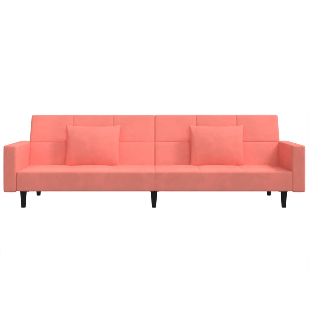 Divano letto | Sof¨¤ letto | Letto singolo a 2 Posti con 2 Cuscini Rosa in Velluto