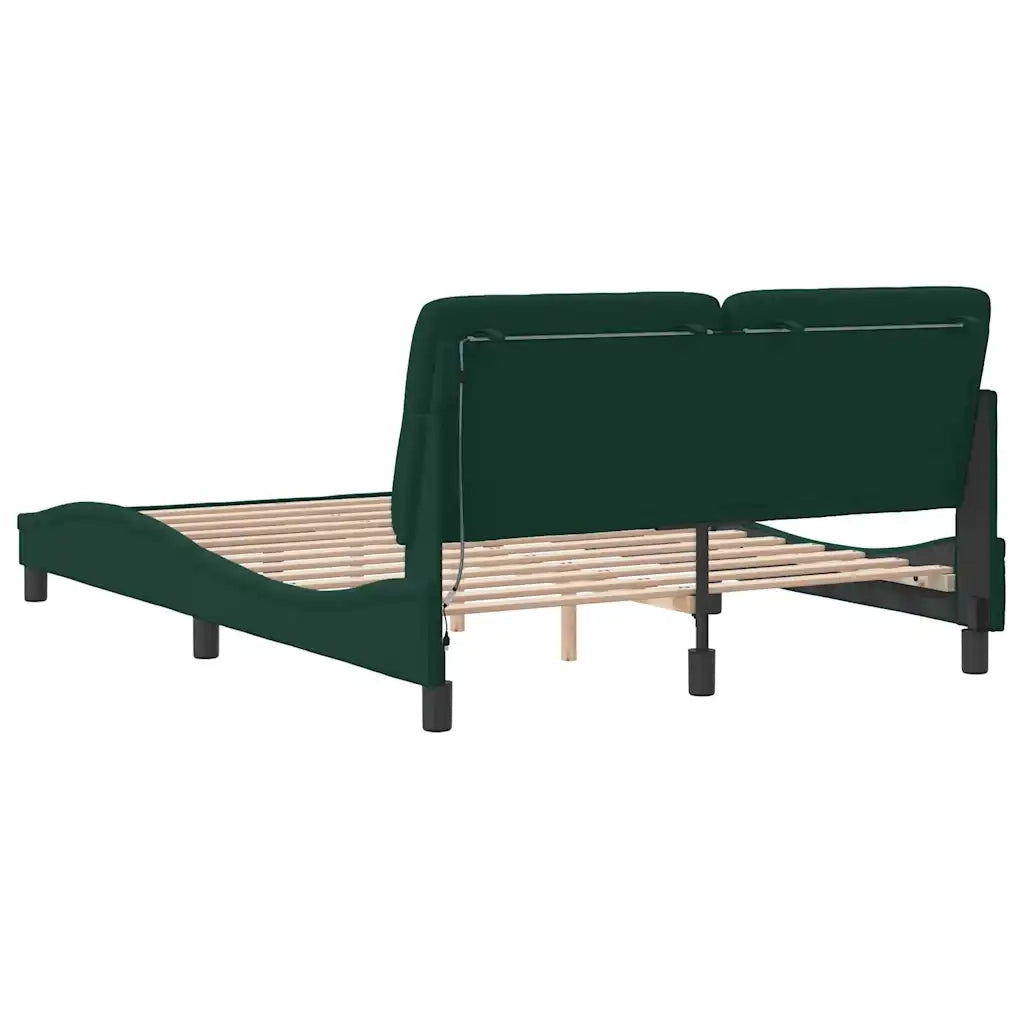 Giroletto con LED senza Materasso Verde Scuro 140x200 cm in Velluto 3213858