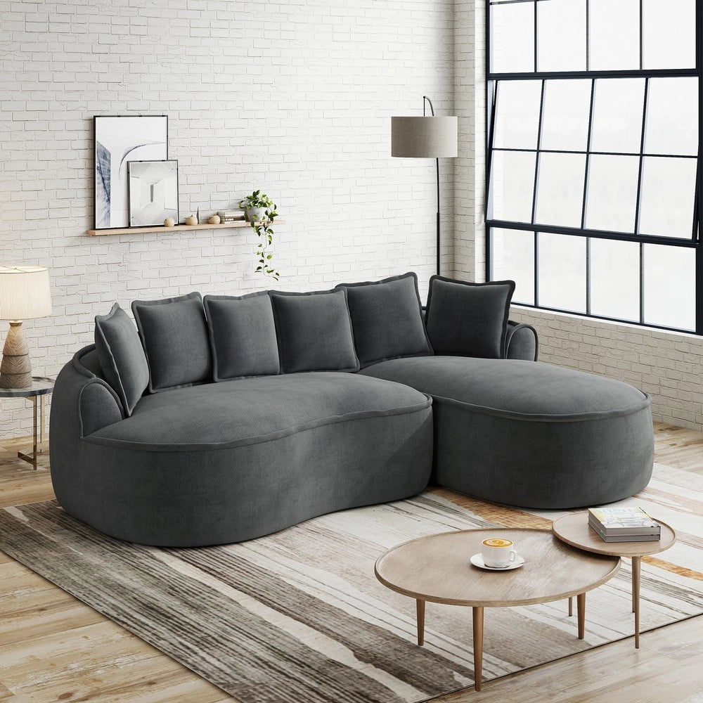 Divano Angolare Modulare Chaise Longue con Cuscini ¨C Xylo ¨C Chenille Grigio