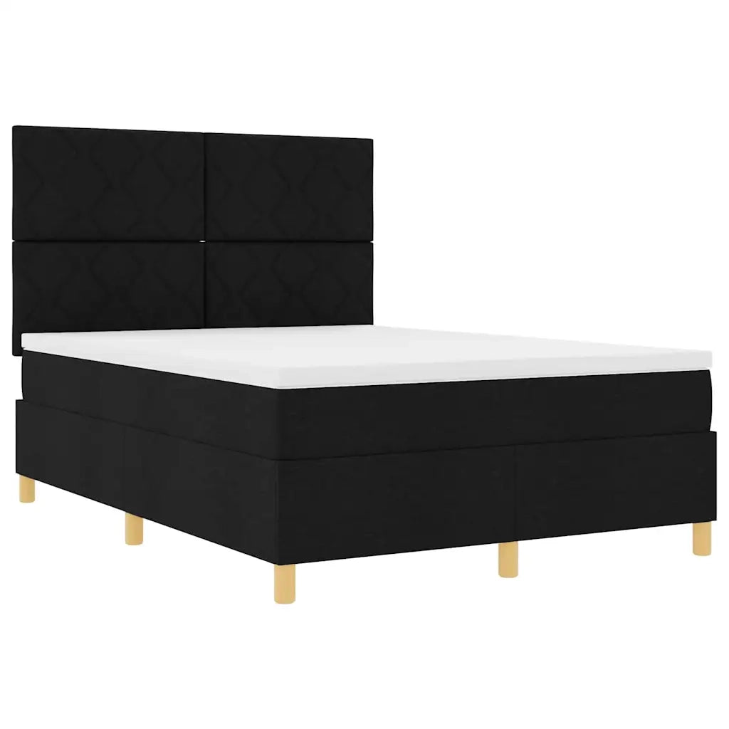 Letto a molle con materasso Nero 140 x 200 cm Tessuto 3339702