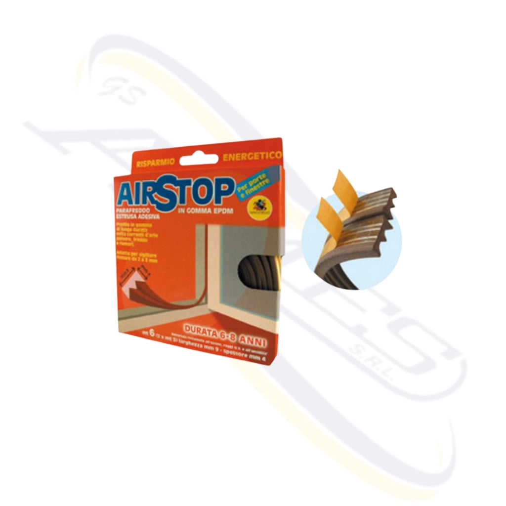 AIRSTOP PROFILO "E" 6mt 9X4mm Colore: Marrone
