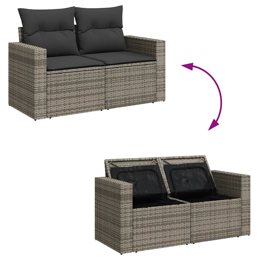 Set Divani da Giardino 11 pz con Cuscini in Polyrattan Grigio 3326084
